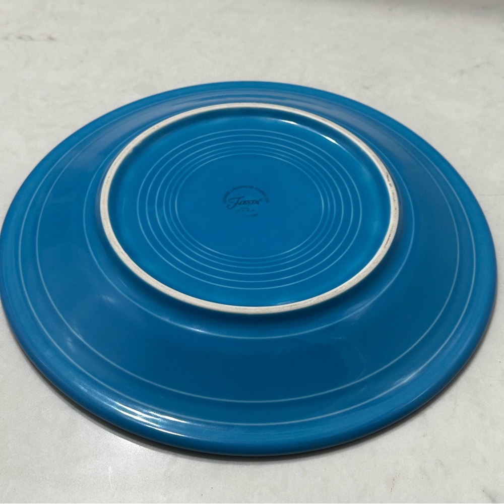 Homer Laughlin Fiestaware Turquoise Blue Dinner Plate Lead Free Made in USA 10.5 - Picture 7 of 9
